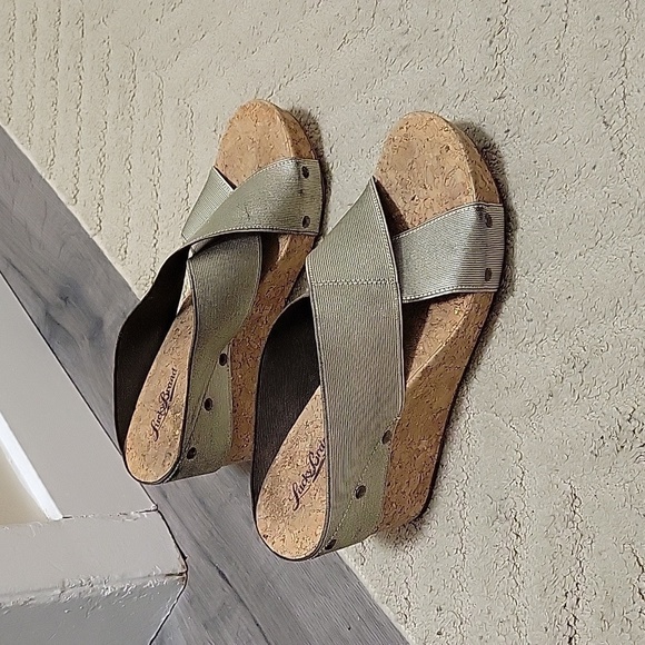 Lucky Brand Cork Criss-cross Wedges - Picture 1 of 7
